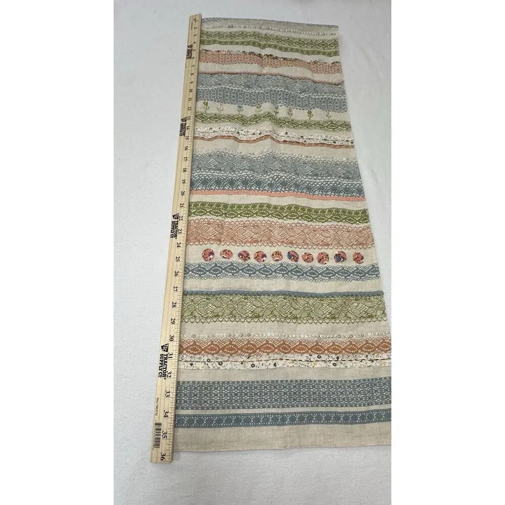 Pastel Floral Embroidered Pier One Spring Easter Table Runner Beaded Beads 13x72